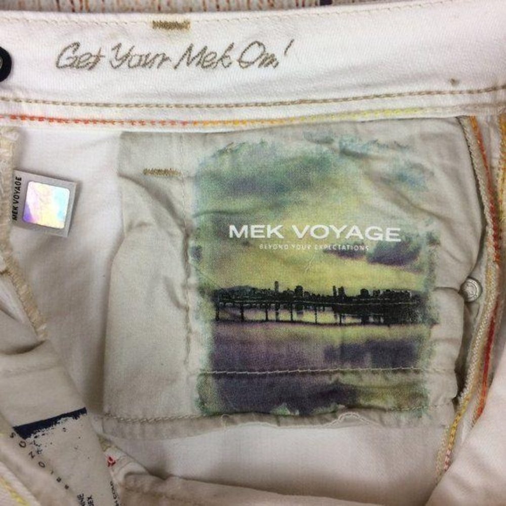 MEK NWT Women's Size 26 Sicily Cream Bootcut Denim Jeans Distressed Stretch - Picture 8 of 16